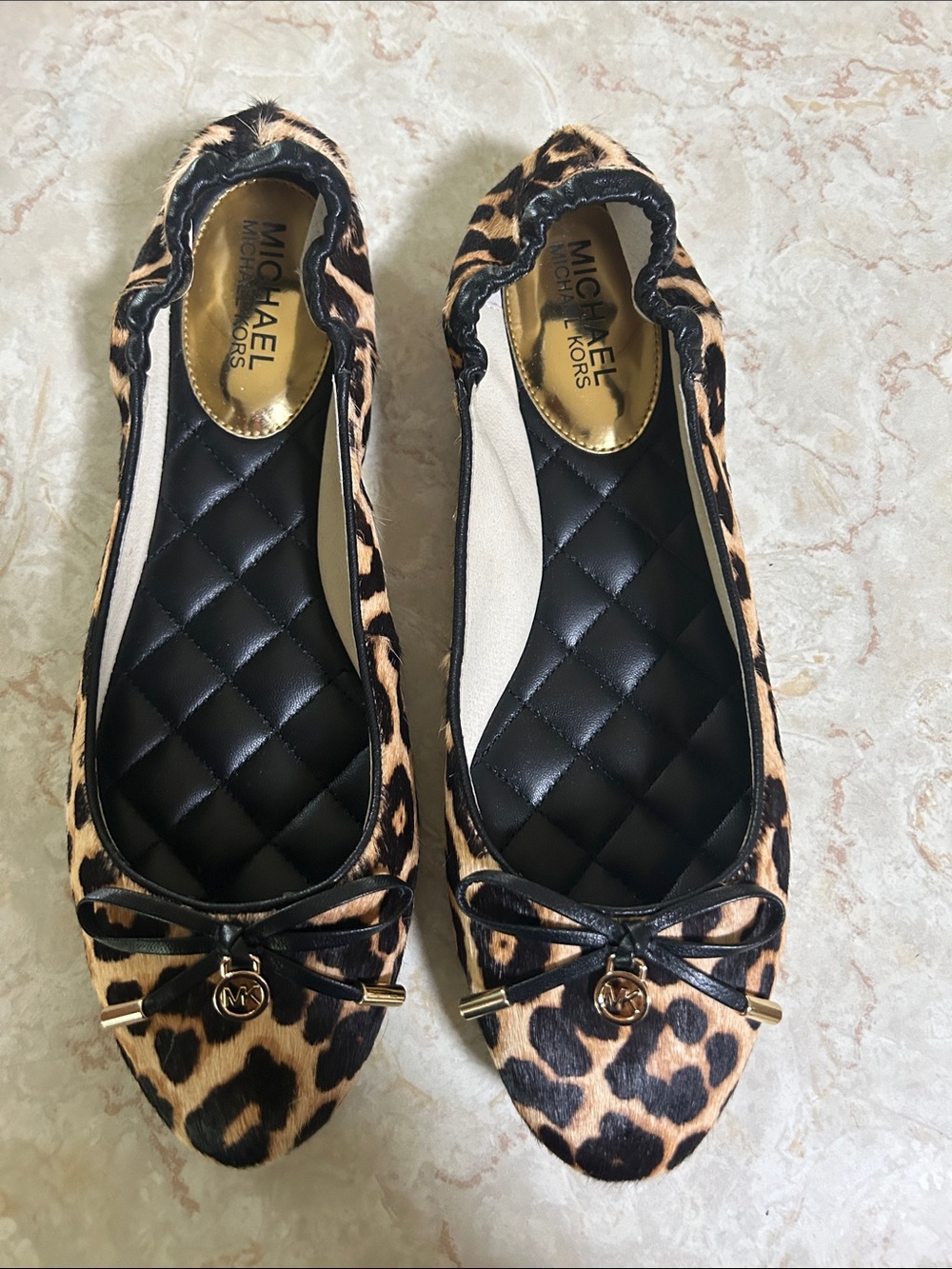 MICHAEL Michael Kors Leopard Print Ballet Flats - Black & Tan